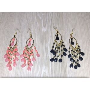 Handmade Chandelier Earrings (2pc Set) – Gold Tone Dangle Jewelry – New